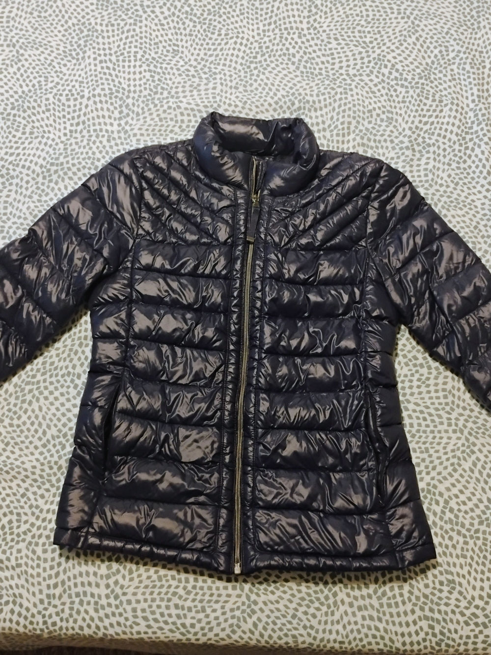 Navy Quilted Puffer Jacket - PrimaLoft Insulation - Size S